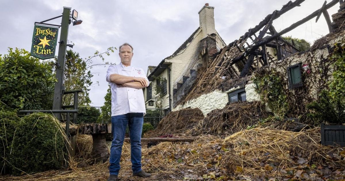 Andrew Pern outside The Star Inn after the fire
