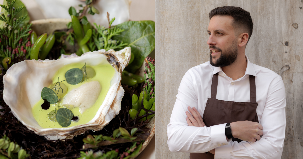 Theo Clench and oyster at Igni