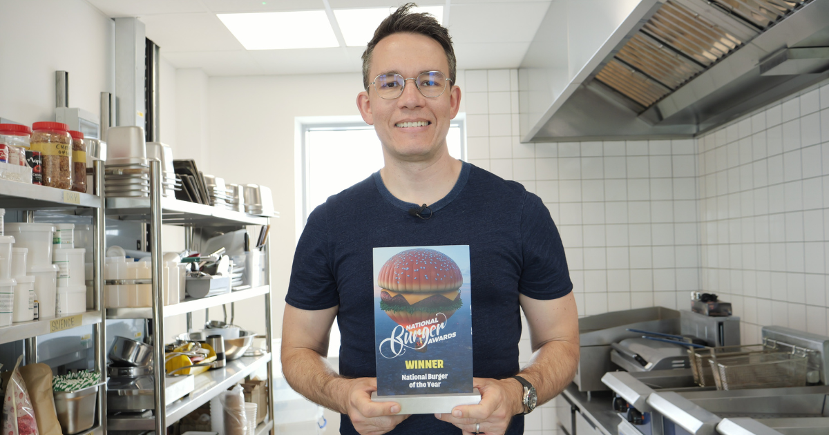 Tom Barton with the National Burger Awards 2026 trophy