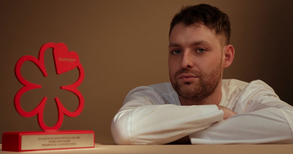 Tom Earnshaw with his Michelin Young Chef award